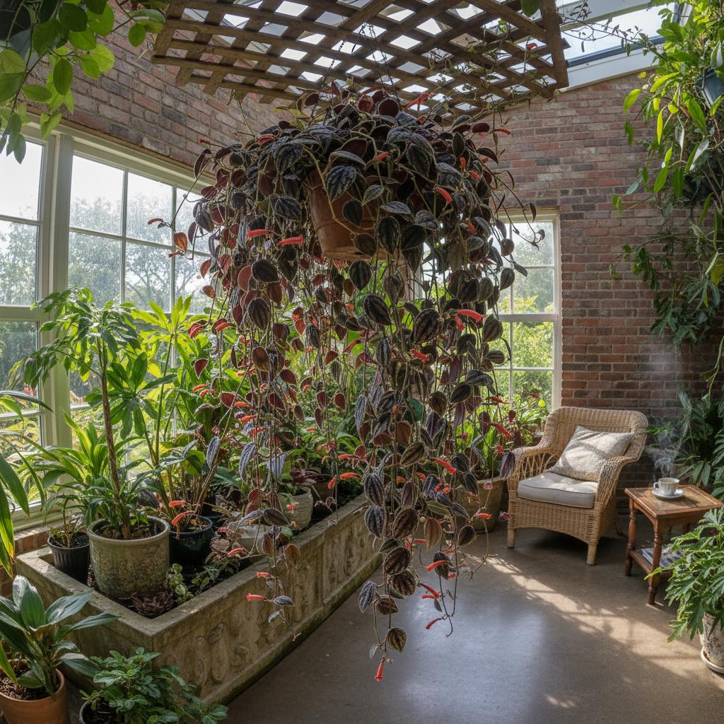 Schwarze Pagode-Lippenblume (Aeschynanthus longicaulis 'Black Pagoda')