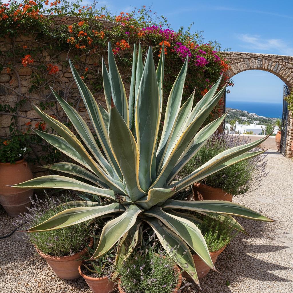 Silberblättrige Amerikanische Agave (Agave americana 'Silver Surfer')