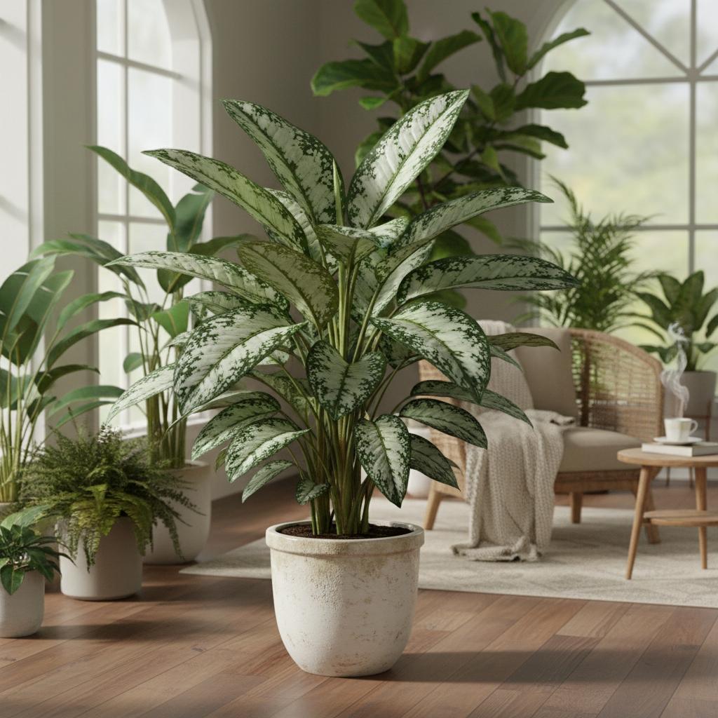 Silberkönigin (Aglaonema nitidum 'Silver Queen')