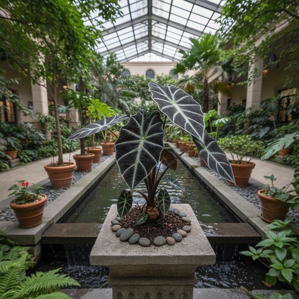 Schwarzer Samt Alocasie (Alocasia reginula 'Black Velvet')