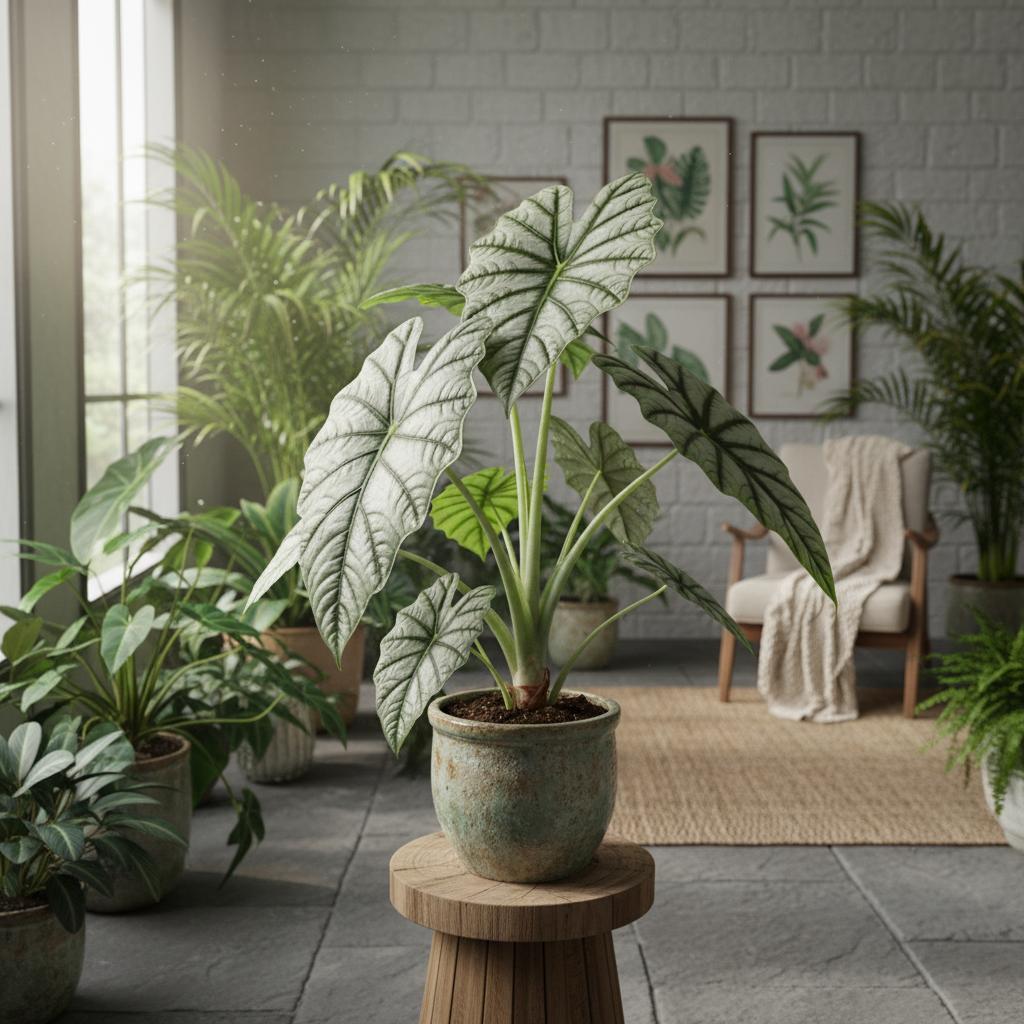 Silberdrachen-Alokasie (Alocasia baginda 'Silver Dragon')