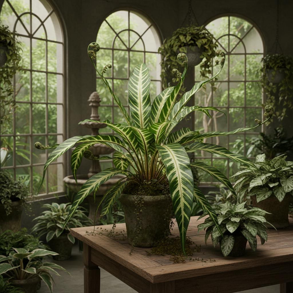 Bunter Spinnfarn (Arachniodes simplicior 'Variegata')