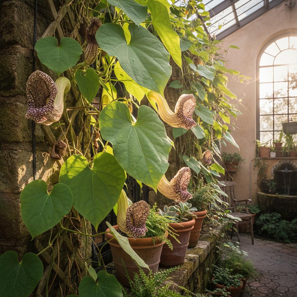 Kalikoblume (Seeranke-Pfeifenblume) (Aristolochia littoralis)