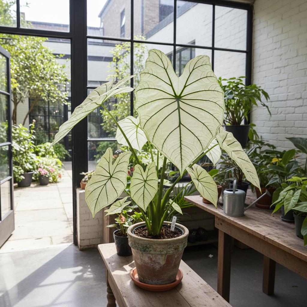 Weißes Kaladium 'Junior Improved' (Caladium candidum 'Junior Improved')