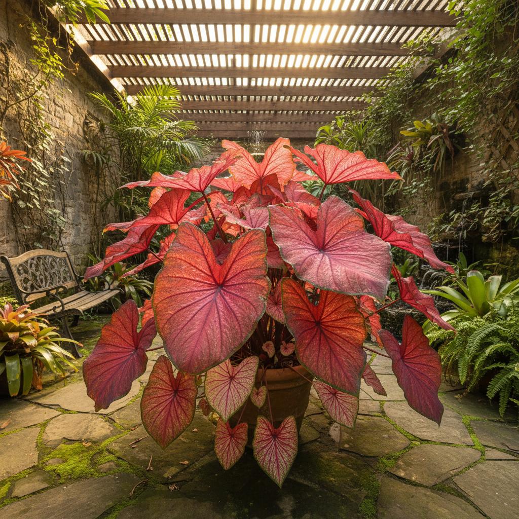 Kaladium 'Florida Red Ruffles' (Caladium bicolor 'Florida Red Ruffles')