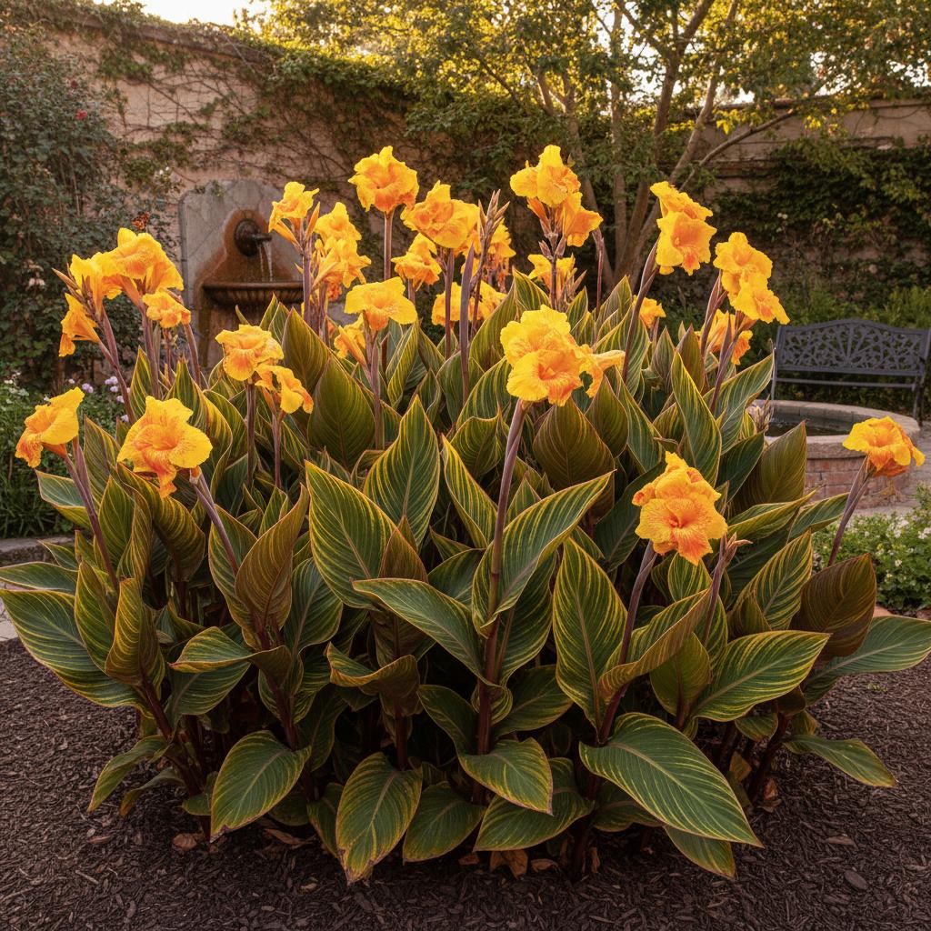 Blumenkanne 'Tropicana Gold' (Canna x generalis 'Tropicana Gold')