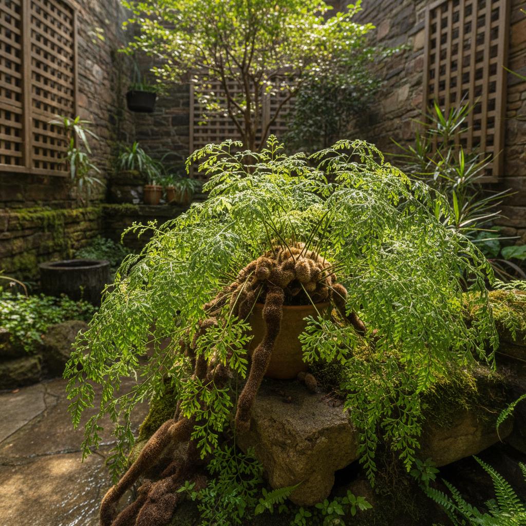 Hirschfußfarn (Davallia trichomanoides)