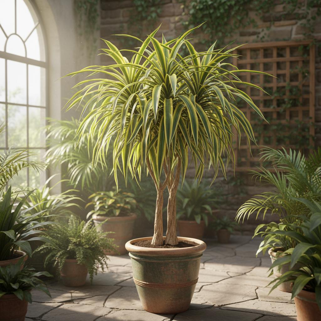 Gelbblättriger Drachenbaum 'Ray of Sunshine' (Dracaena marginata 'Ray of Sunshine')