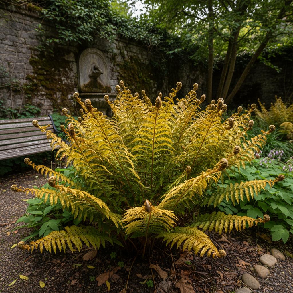 Goldener Wallich-Schildfarn (Dryopteris wallichiana 'Jurassic Gold')