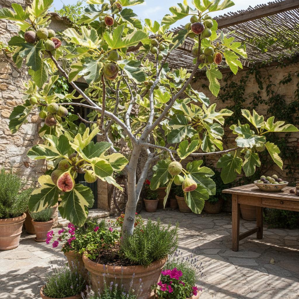 Variegierte Feige 'Panaché Tiger' (Ficus carica 'Panaché Tiger')