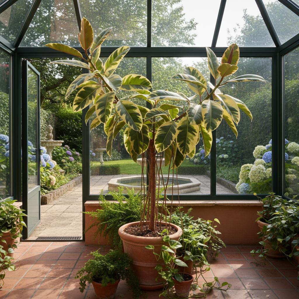 Gummibaum 'Schrijveriana' (Ficus elastica 'Schrijveriana')