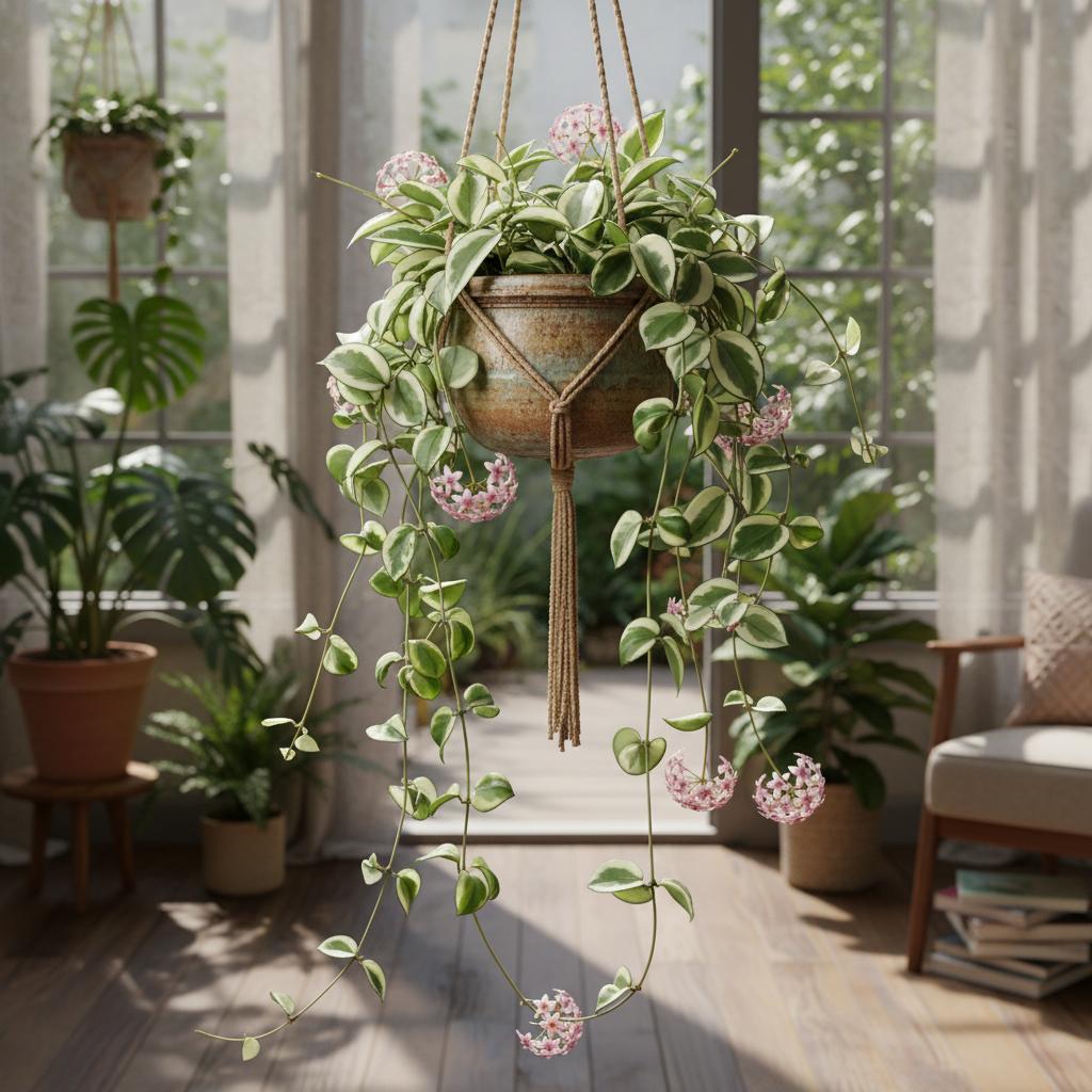 Hoya Crispa Variegata (Pianta Cera Variegata Crispata) (Hoya carnosa Crispa Variegata)