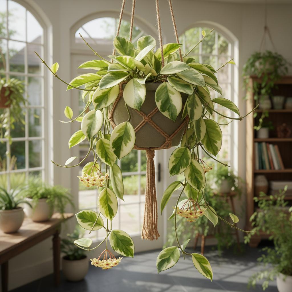 Hoya variegata (Pianta di cera variegata) (Hoya incrassata variegata)