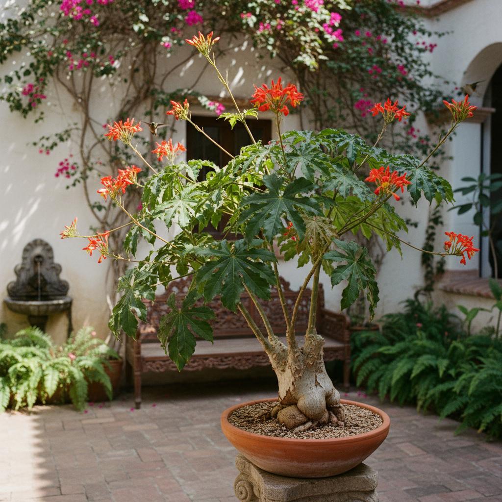 Jatropha multifida (Pianta a foglie palmate) (Jatropha multifida)