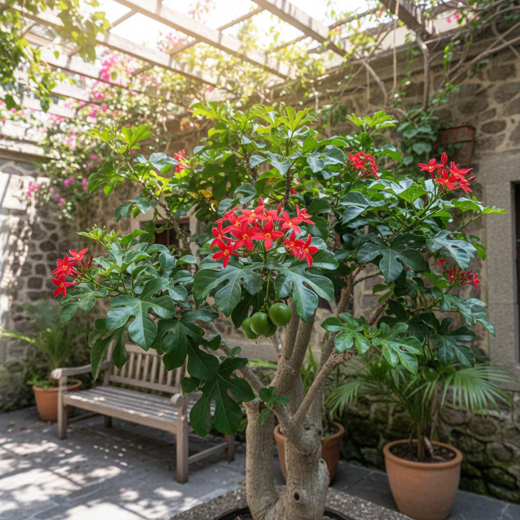 Pianta di fuoco rossa (Jatropha integerrima)