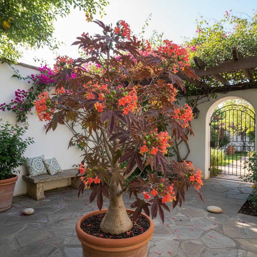 Jatrofa cotonea (Purgatorio rosso) (Jatropha gossypiifolia)