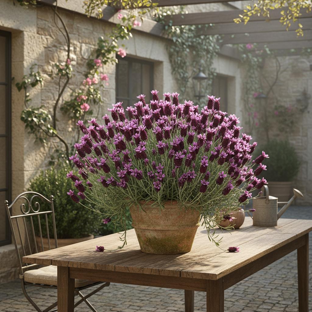 Spanische Lavendel 'Boysenberry Ruffles' (Lavandula stoechas 'Boysenberry Ruffles')