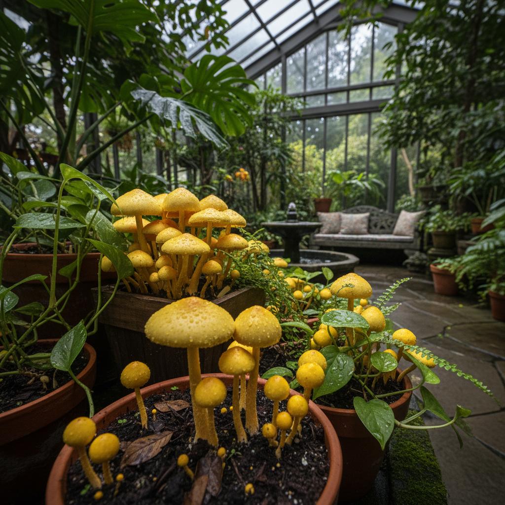 Gelber Hauspilz (Leucocoprinus birnbaumii)