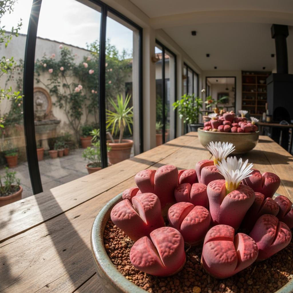 Steingewächs 'Rubra' (Lithops optica 'Rubra')
