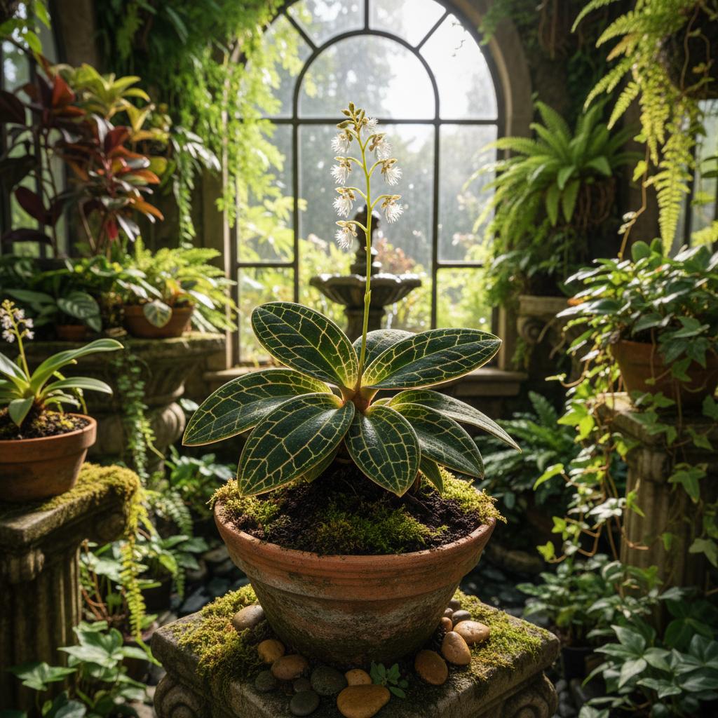 Juwelorchidee (Schmetterlings-Juwelorchidee) (Macodes petola)