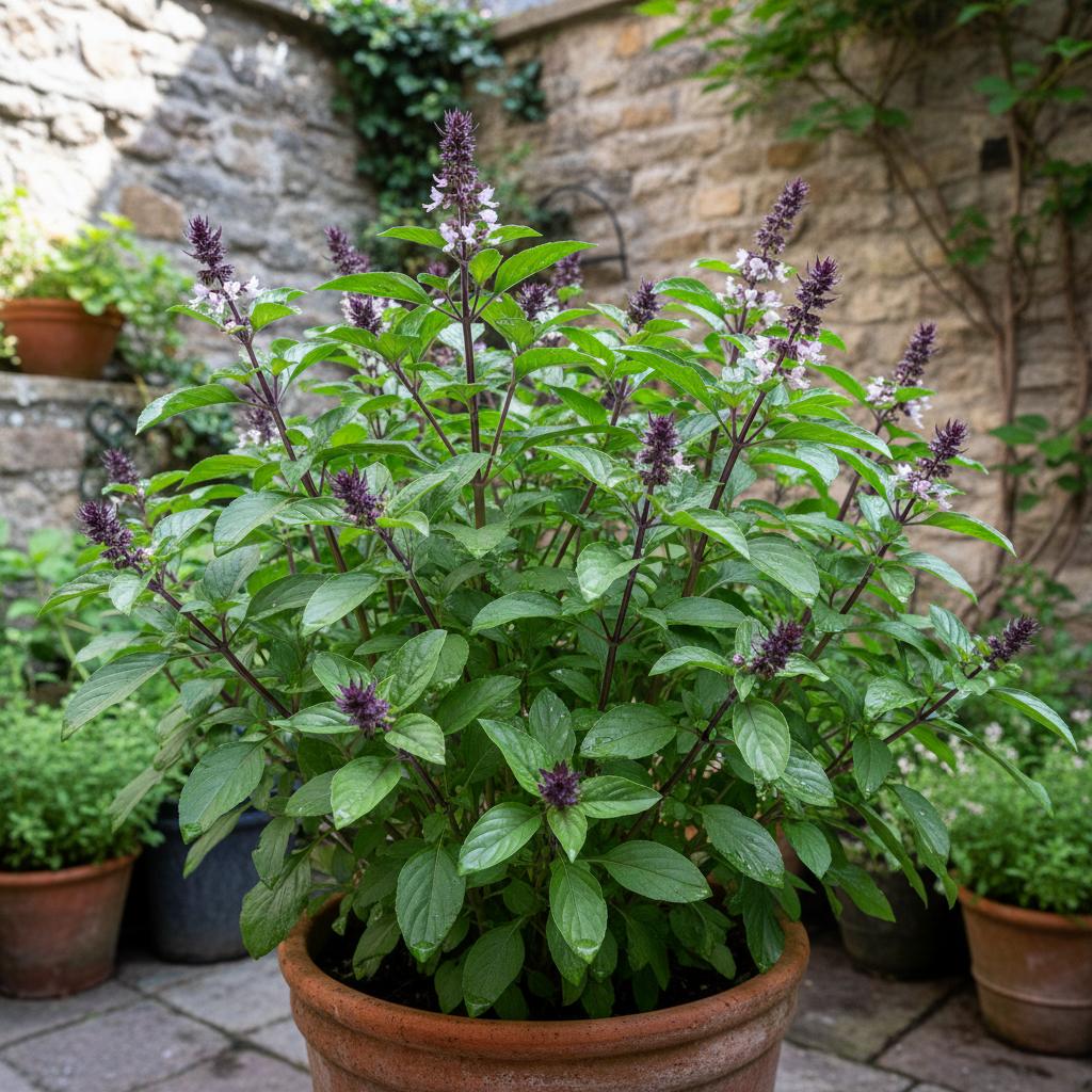 タイバジル（シャムバジル） (Ocimum basilicum var. thyrsiflora)