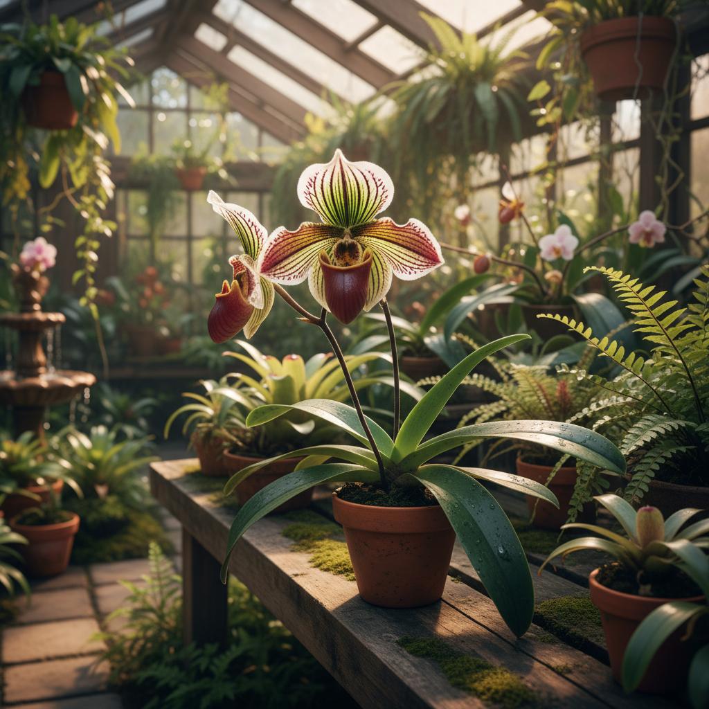 Orchidea Paphiopedilum ibrido (Hawaiian Illusion × Hawaiian Jewel) (Paphiopedilum Hawaiian Illusion × Paphiopedilum Hawaiian Jewel)