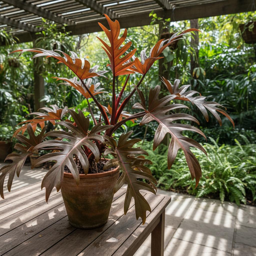 Philodendron Selloum 'Sun Red' (Philodendron a foglie divise 'Sun Red') (Philodendron selloum 'Sun Red')