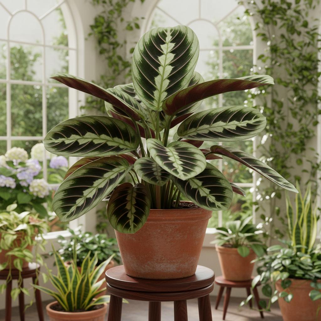 Calathea White Star (Calathea a strisce bianche) (Calathea ornata 'White Star')