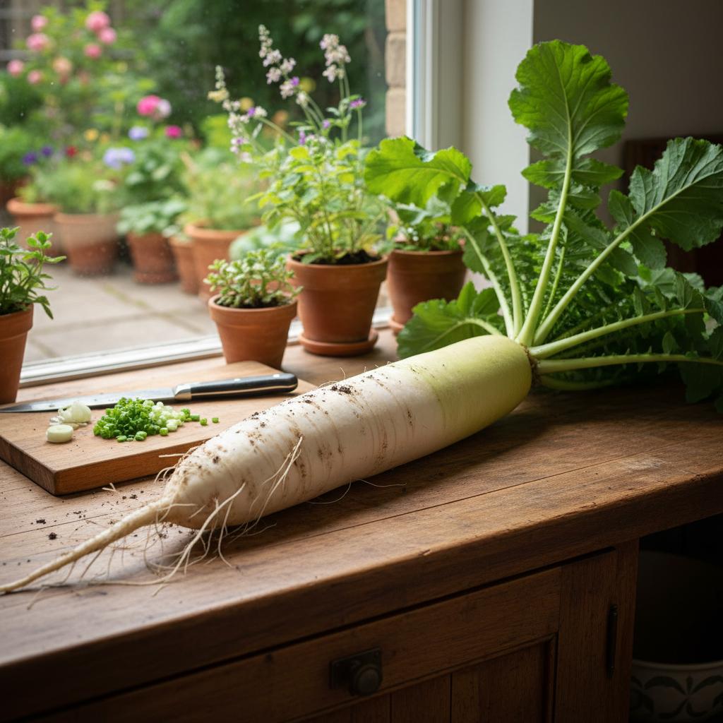 Daikon-Rettich (Raphanus sativus var. longipinnatus)
