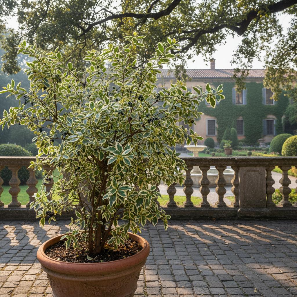 Silberbunter Italienischer Kreuzdorn (Rhamnus alaternus 'Argenteovariegata')