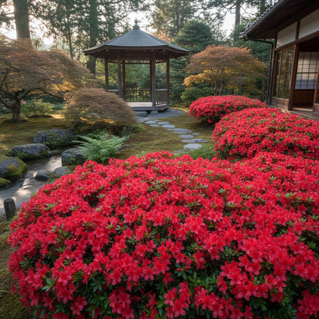 Hino-Crimson-Kurume-Rhododendron (Rhododendron kurume x 'Hino-Crimson')