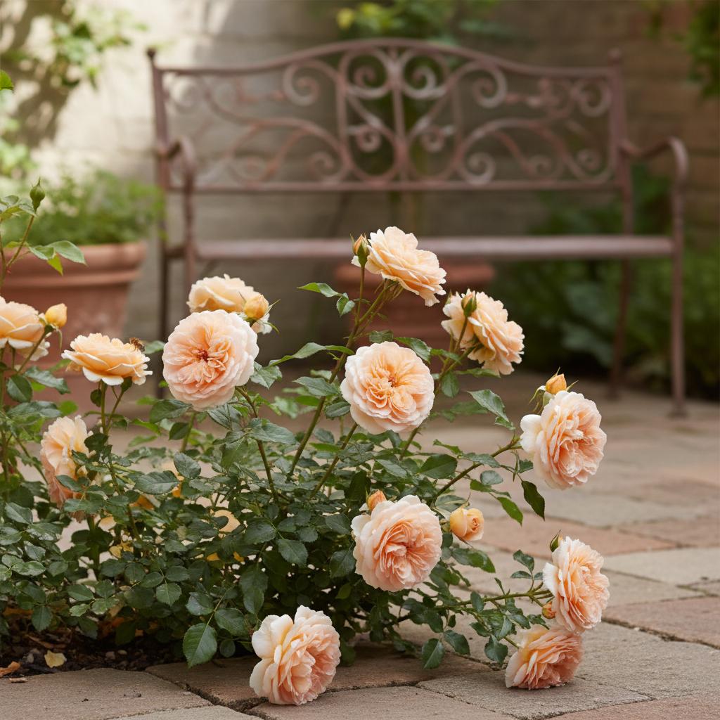 Pfirsichfarbene Bodendeckerrose (Rosa 'Peach Drift')