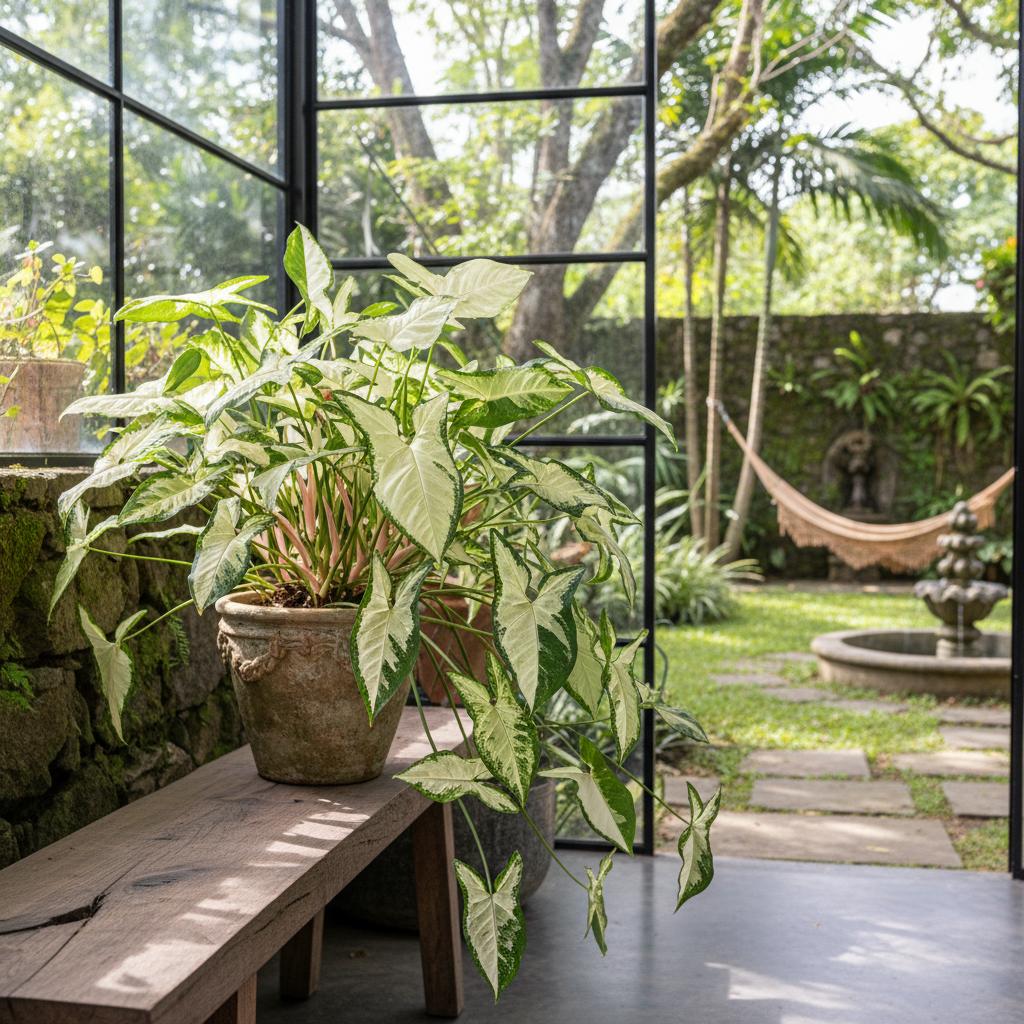 Weißbuntes Fiederblatt (Syngonium podophyllum 'Albo Variegatum')