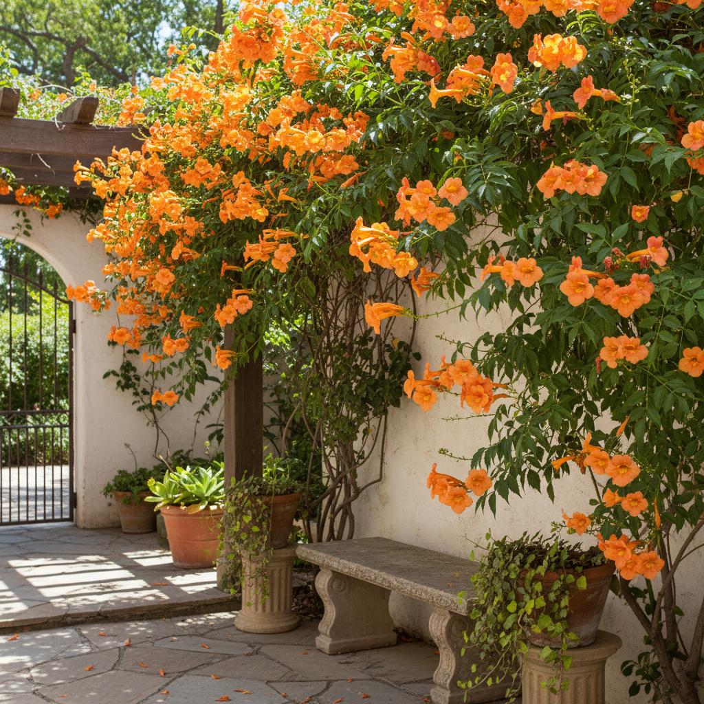 Orangefarbene Jubel-Trompetenblume (Tecoma x alata 'Orange Jubilee')