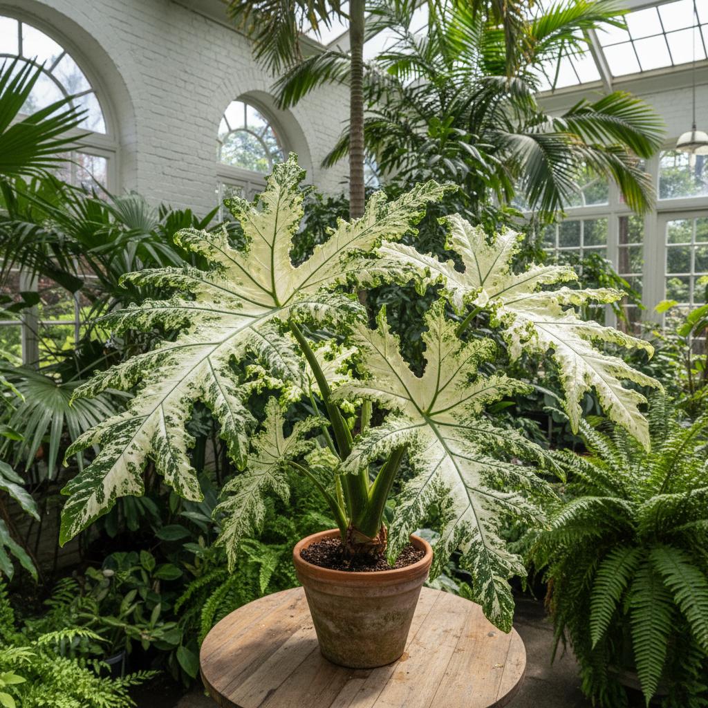 Variegiertes Pfeilblatt-Elefantenohr (Xanthosoma sagittifolium 'Variegatum Monstrosum')